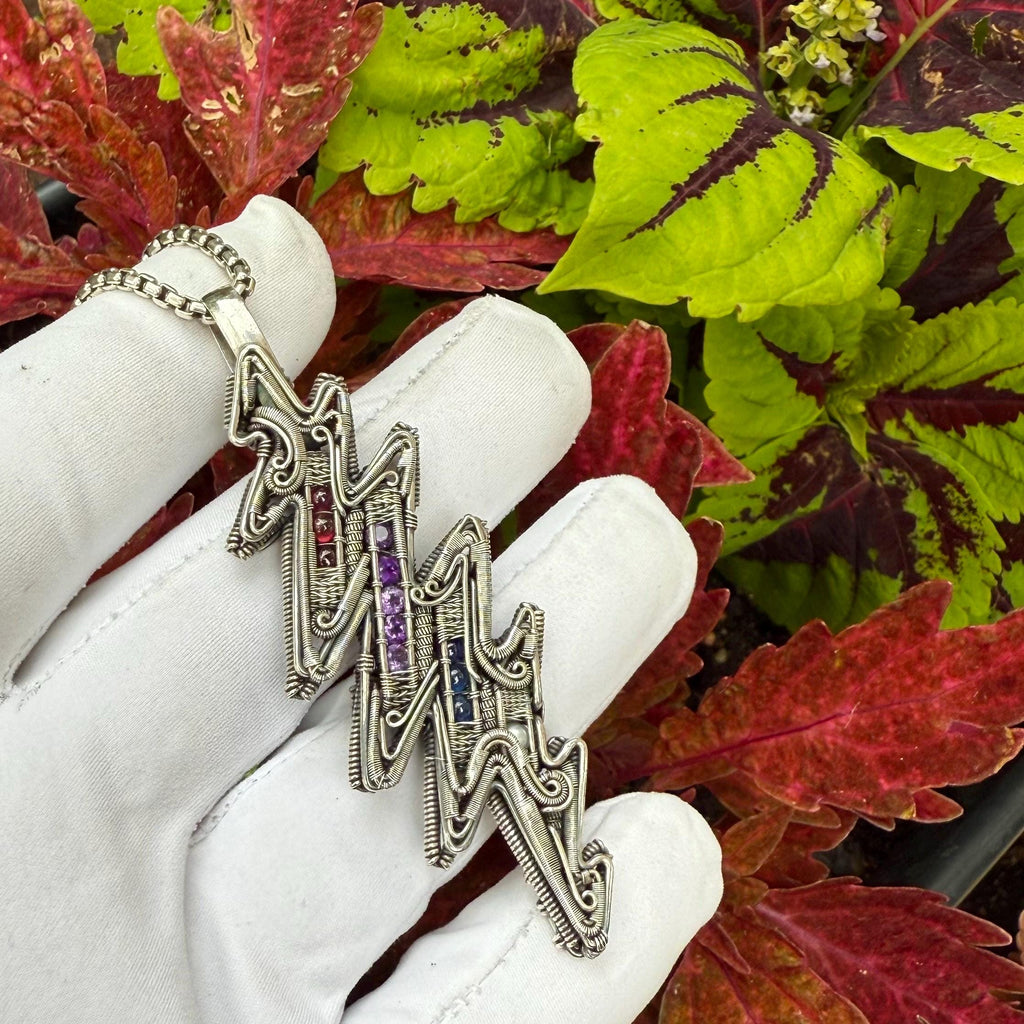 Dead Bolt, Garnet, Amethyst, Kyanite, Pearl, Silver, Fan Art, Anthony Robert Pendant, Handmade, Art, Jewelry, Pendant