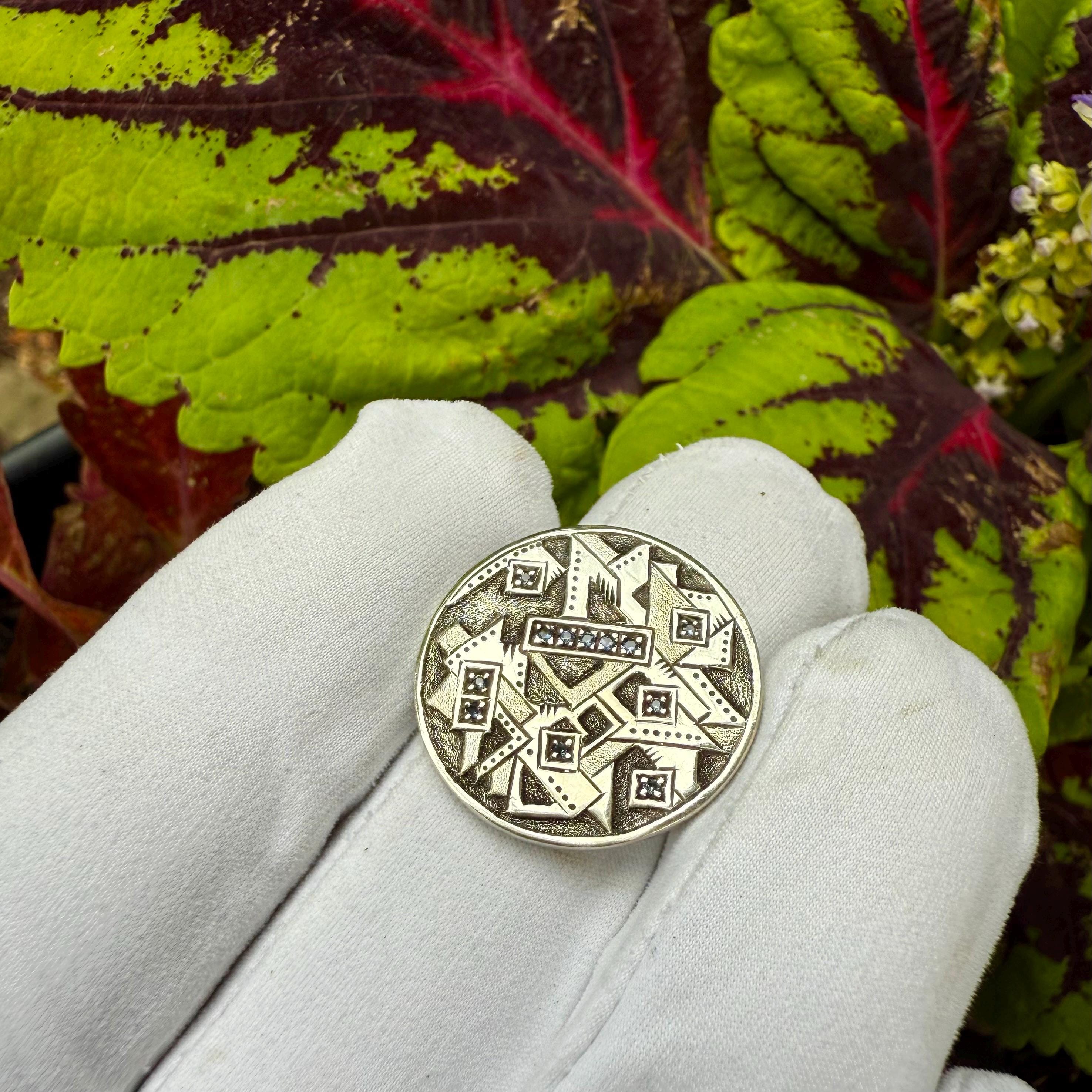 Golf Ball Marker, Golf Accessories, Sapphires, Silver, Handmade, Unique, Golf, One of a kind, James Steffen Designs